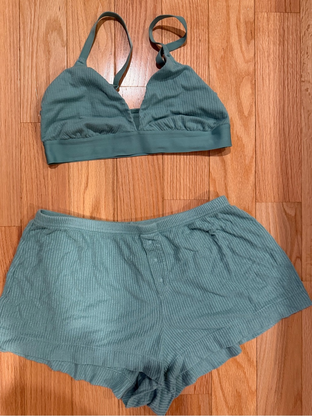 Target Auden Light Teal Ribbed Bralette & Shorts Sleep Set - Women Intimates